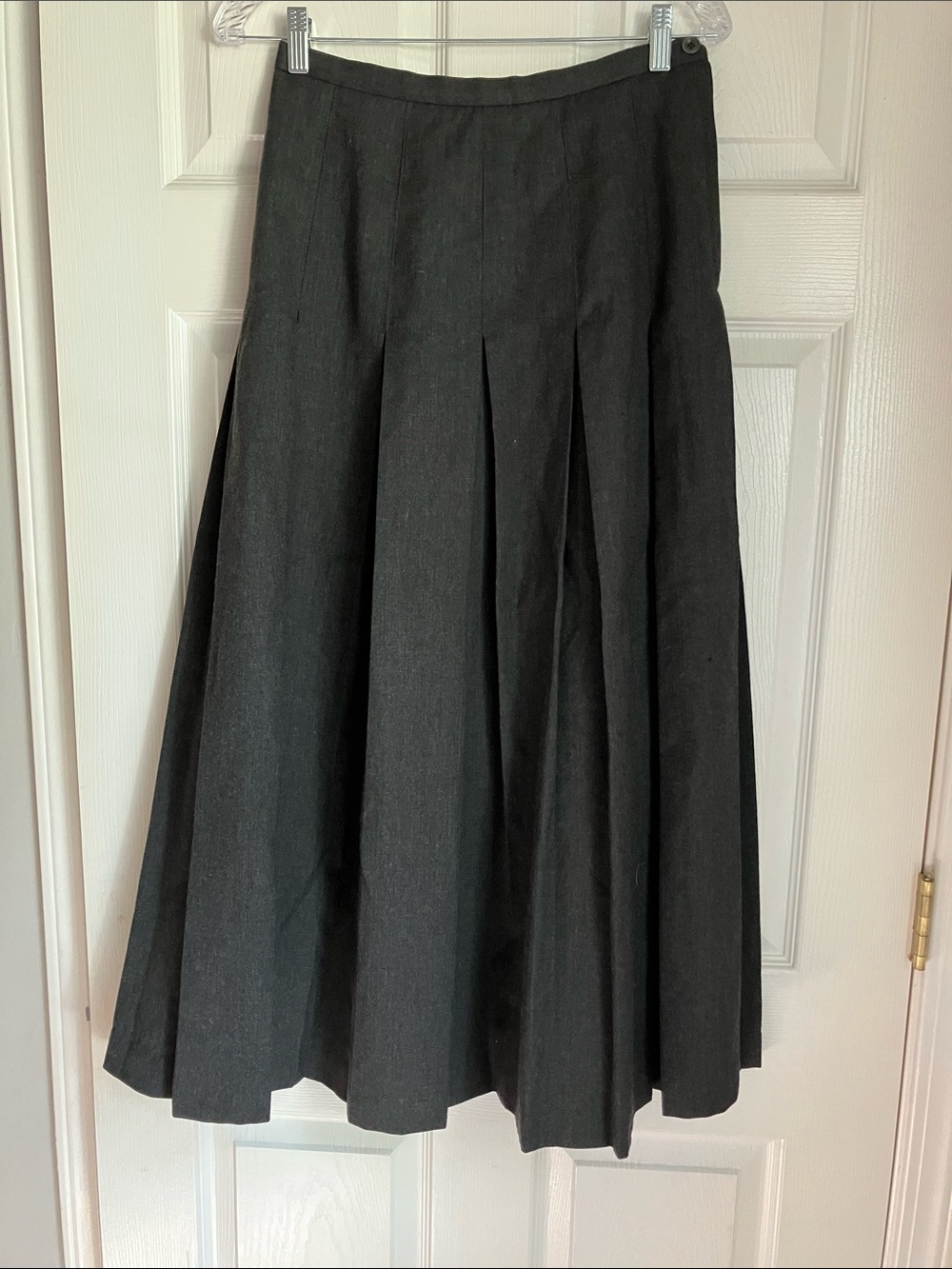 Talbots Gray  A-Line Pleated Midi Skirt